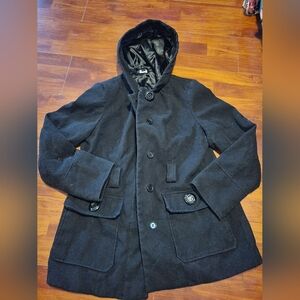 Peacoat. Black button up. Preppy! Size L.